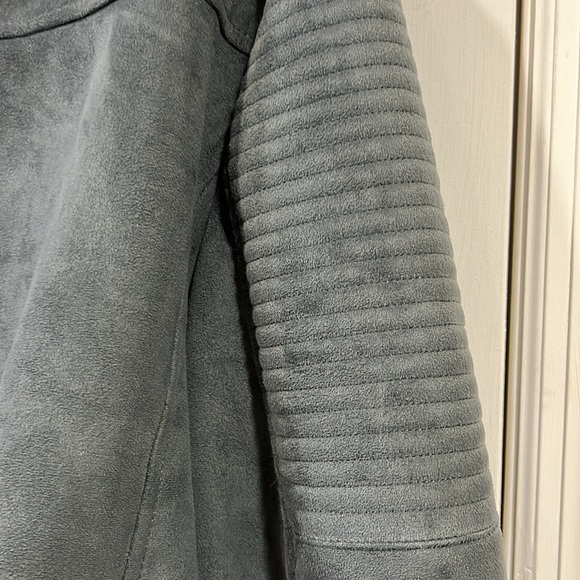 ASOS faux suede leather motor jacket short men’s large gray - Picture 6 of 7